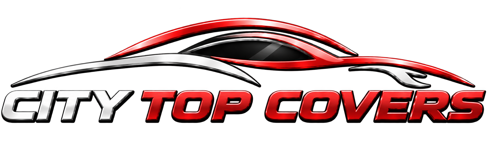 City Top Covers — metallic red and silver automotive logo