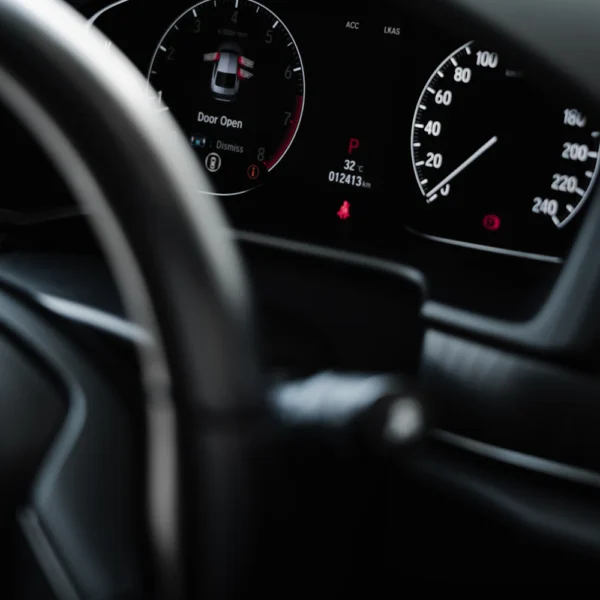 Car dashboard and steering wheel