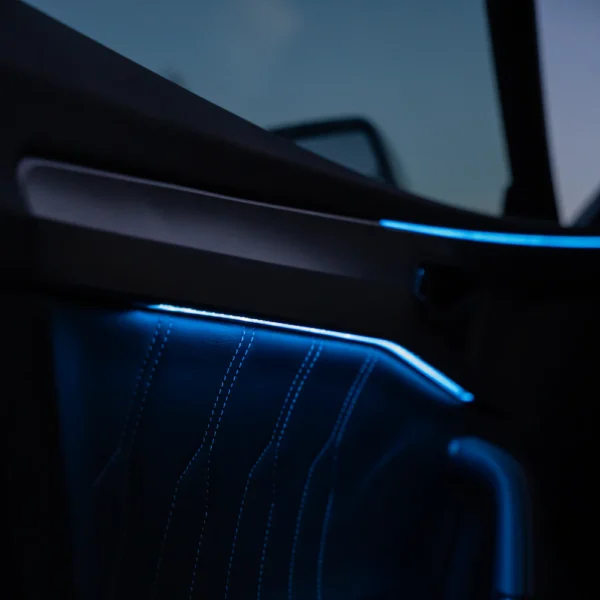 Car door panel with ambient lighting