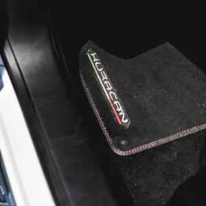 Black car floor mat installed