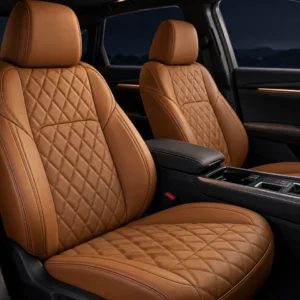 Saddle tan quilted seat-cover concept