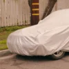 Silver car top cover outdoors